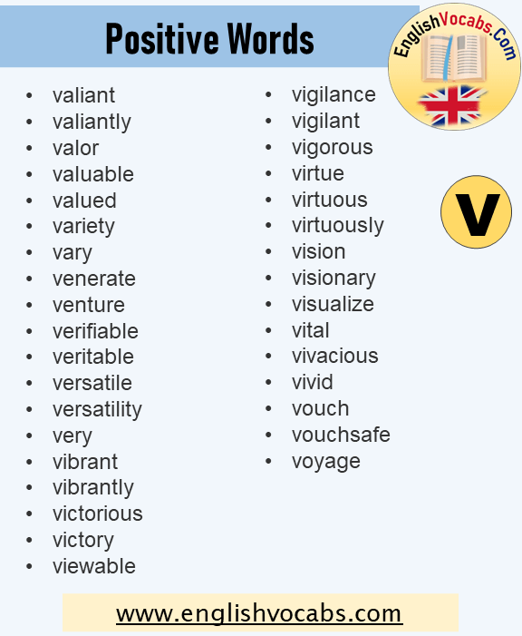 +32 Positive Words That Starts With V