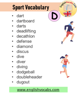 Sports That Start With D, Sports Vocabulary List - English Vocabs