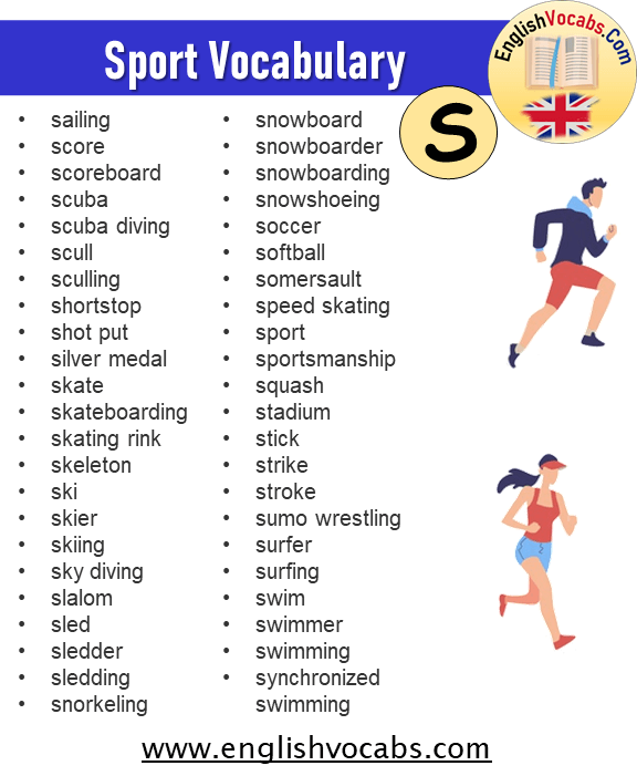Sports That Start With S, Sports Vocabulary List - English Vocabs