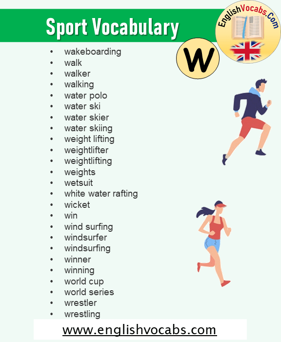 Sports That Start With W, Sports Vocabulary List - English Vocabs