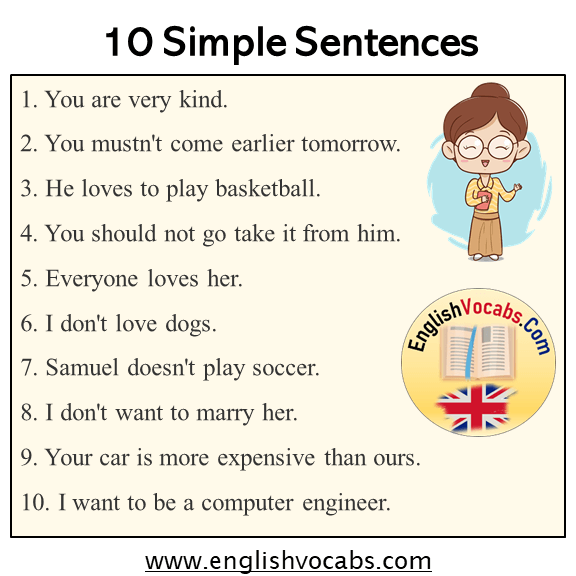 10 Simple Sentences Examples