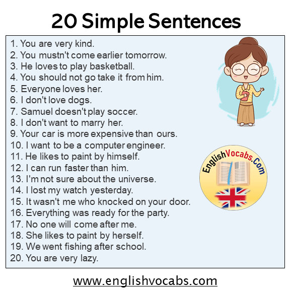 20 Simple Sentences Examples