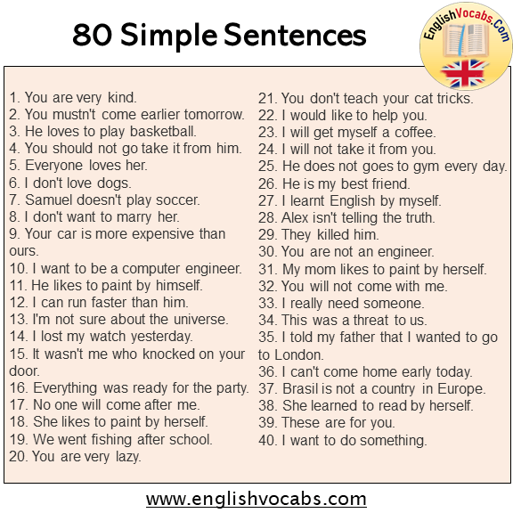 80 Simple Sentences Examples