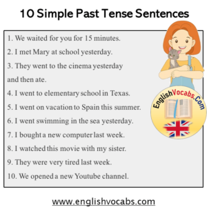 10 Simple Past Tense Example Sentences - English Vocabs