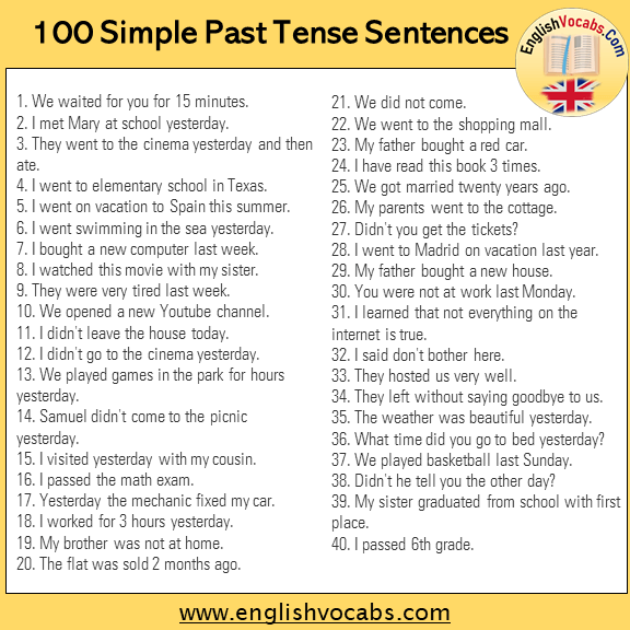 Which Sentence Contains A Verb In The Simple Past Tense En AsriPortal