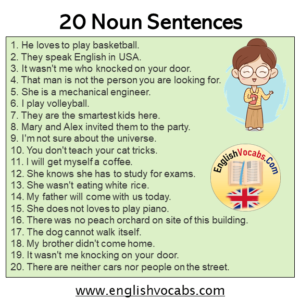 20 Noun Sentences Examples - English Vocabs