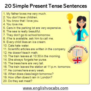 80 Simple Present Tense Example Sentences - English Vocabs