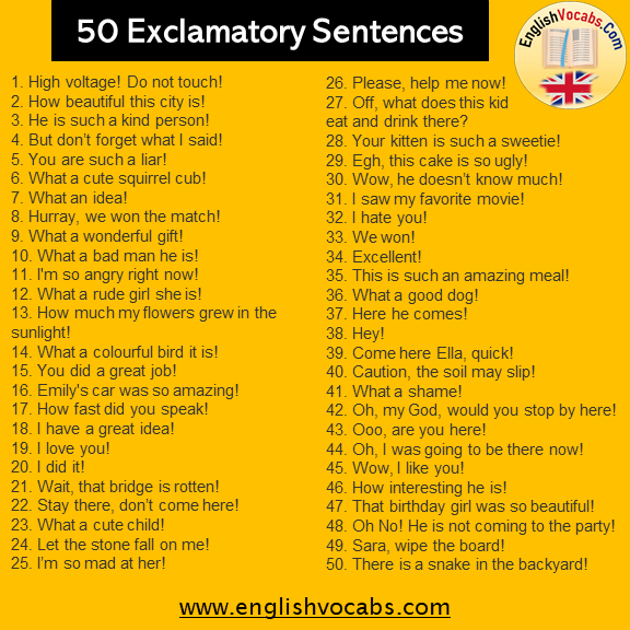 50 Exclamatory Sentences Examples