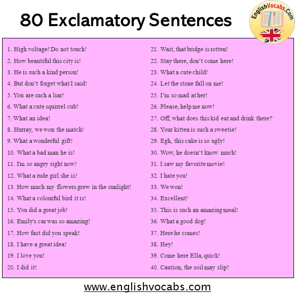 80 Exclamatory Sentences Examples