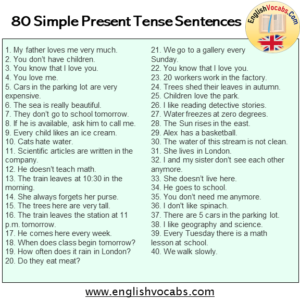 80 Simple Present Tense Example Sentences - English Vocabs