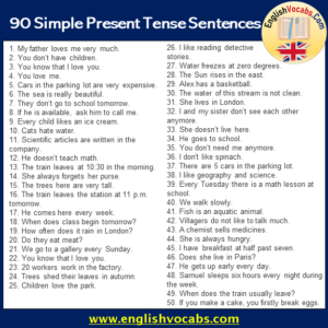 70 Simple Present Tense Example Sentences - English Vocabs